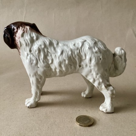 Detail: Antique Staffordshire pottery Standing Dog Figure.