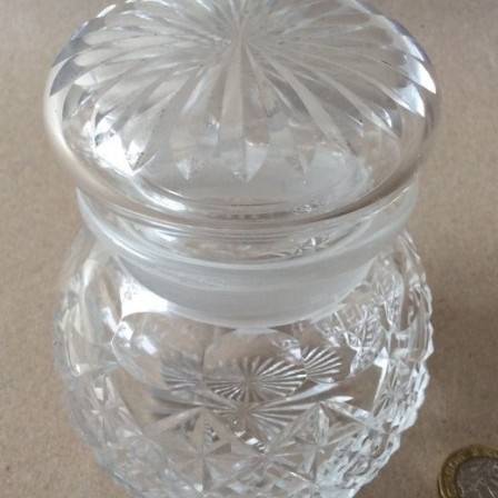 Detail: Antique Victorian small cut glass pickle jar c1900