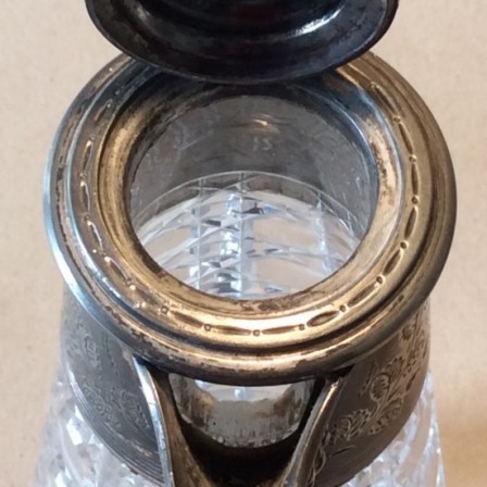 Detail: Victorian/Edwardian cut glass and EPBM Claret jug