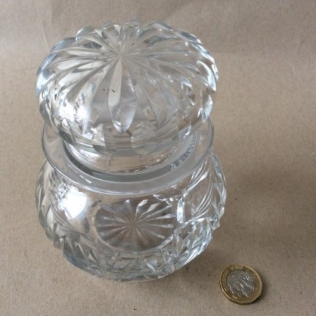 Detail: Antique Victorian cut glass pickle jar C1900