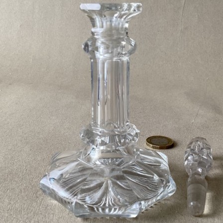 Detail: Antique early 20thC cut glass decanter shape scent bottle.