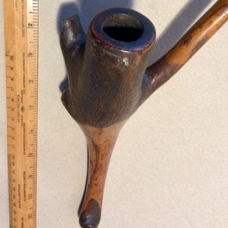 Detail: Superb Antique treen rustic churchwarden pipe