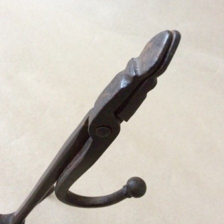 Detail: Antique wrought iron 19th century tripod based rushlight
