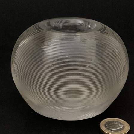 Detail: Antique Victorian round paperweight cut glass match holder/striker. 
