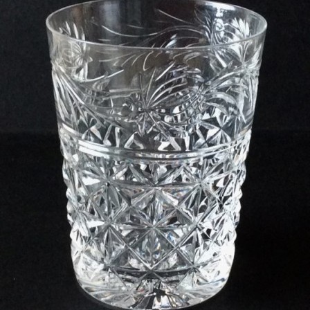 Detail: Six vintage Stuart cut glass crystal tumblers.