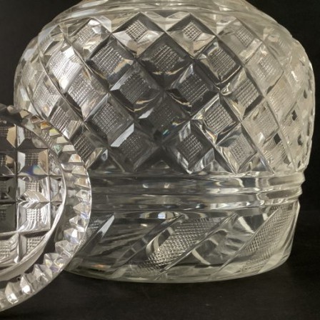 Detail: Antique cut glass Anglo Irish three ring decanter.