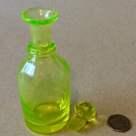 Detail: Rare Georgian Uranium glass condiment bottle 