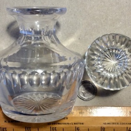 Detail: Small cut glass whisky noggin decanter possibly Stuart c1950