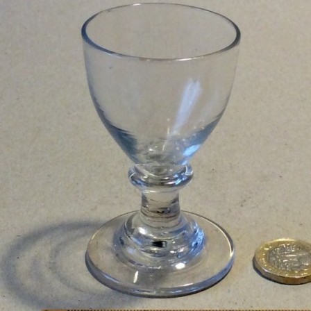 Detail: Antique c1820 miniature clear glass  round funnel bowl rummer.