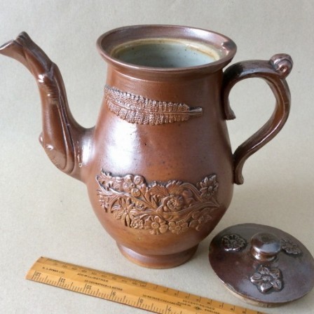Detail: Antique 19th century Stoneware pottery  Coffee Pot.