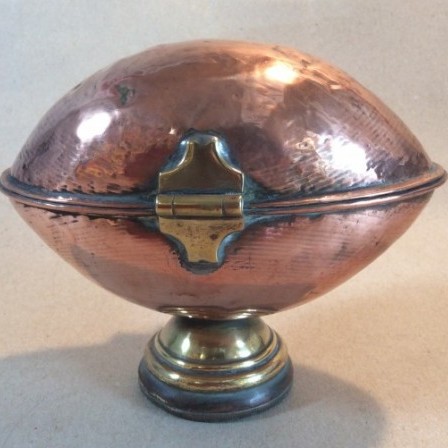 Detail: Antique C19 copper Ciborium or wafer holder.