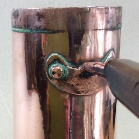 Detail: Georgian copper chocolate pot
