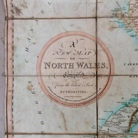 Detail: Antique sheet map of N. Wales. c1805. On cloth back.
