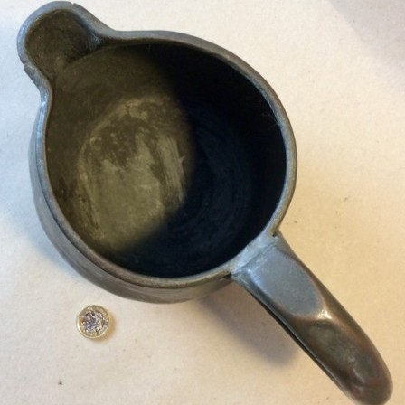 Detail: Antique Victorian Tinned Copper  barrel shape Ale jug 