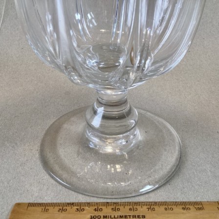 Detail: Antique clear glass hand blown wrythen celery vase 