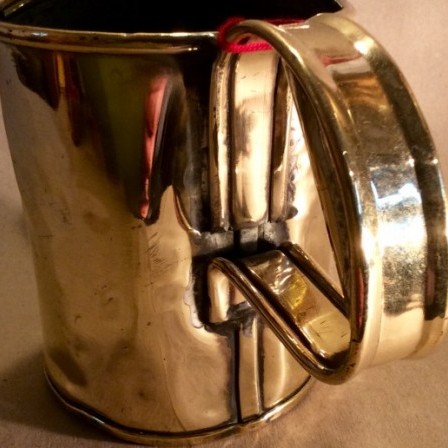 Detail: Victorian brass oil lamp reservoir filling can.