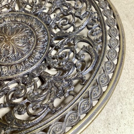 Detail: Antique cast bronze Coalbrookdale reticulated fruit dish