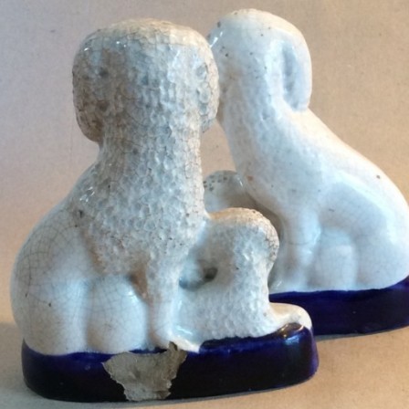 Detail: Pair Victorian Staffs poodle flatbck figures