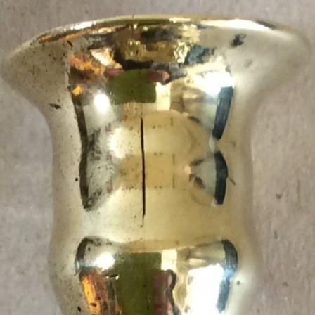 Detail: Seamed single brass c/stick c1730